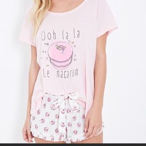 Forever 21 Ooh la la Macaron Pink Pajama Short Set